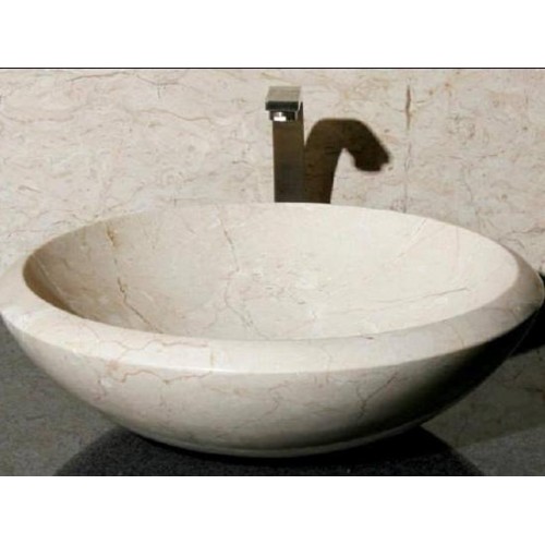 Dışa Açık Çanak Bej Mermer Lavabo