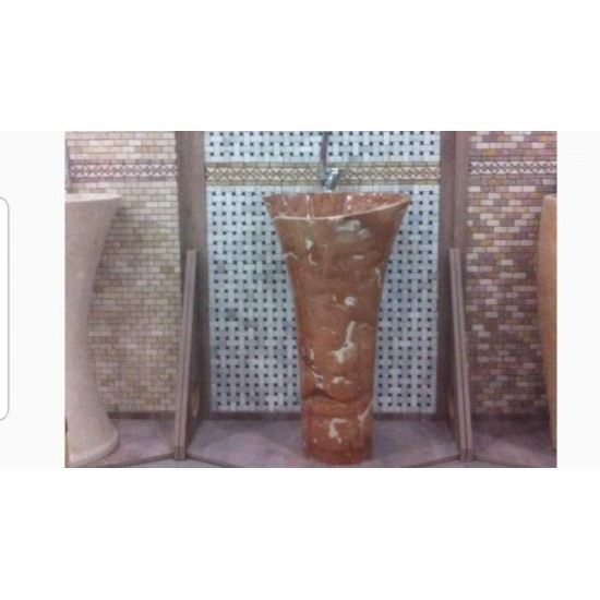 Yaprak Sarımı Bej Mermer Dikey Lavabo