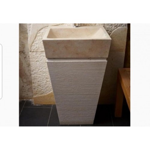 Kare Bej Mermer Dikey Lavabo