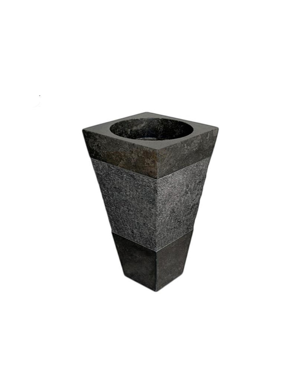 Kare Tarama Siyah Mermer Dikey Lavabo