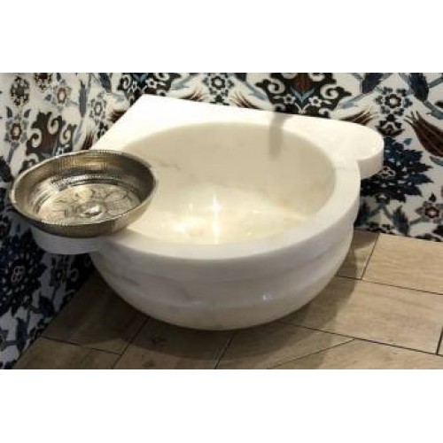 Bogmaklı Beyaz Mermer Köşe Kurnası