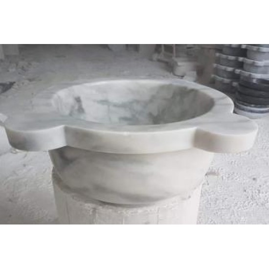 Düz Bulutlu Mermer Kurna