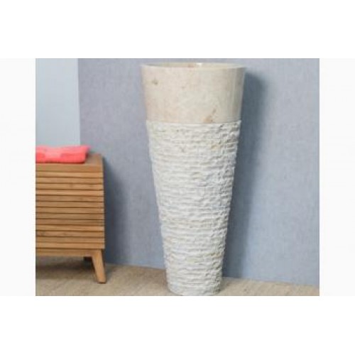 Patlatma Bej Mermer Dikey Lavabo