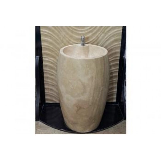 Traverten Oval Mermer Dikey Lavabo