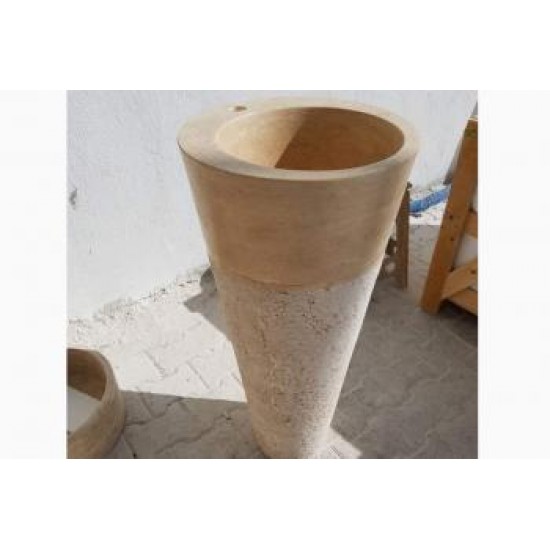 Tarama Batarya Çıkışlı Traverten Dikey Lavabo